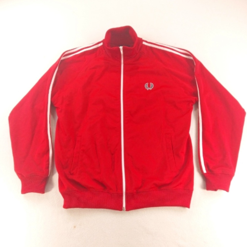 VTG FRED PERRY WHITE BURGUNDY RED SPORTS RINGER T-SHIRT SMALL